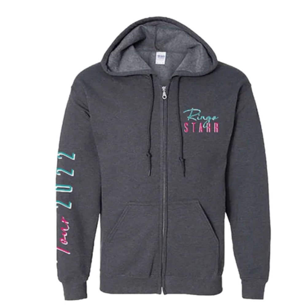Ringo Starr Tour Pink Teal Charcoal Zip Up Hoodie Beatles sz small tour 2022 NEW